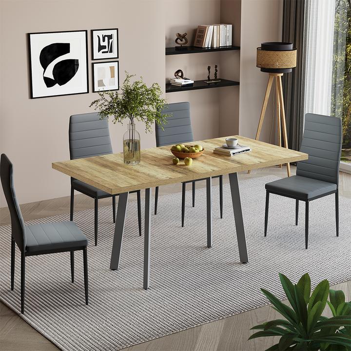 Actual product image Vicco Dining table Tisko, Rustic oak/grey, 160 x 80 cm with extendable table top (120 x 80 x 76 cm)