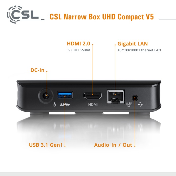 Image du produit CSL Narrow Box Ultra HD Compact v5 (Intel Celeron N5100, 4 Go, 1000 Go, Intel UHD Graphics)