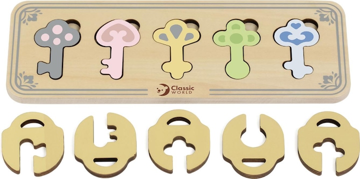 Immagine prodotto Classic World Puzzle sensoriale Montessori in legno Chiavi e serrature da abbinare