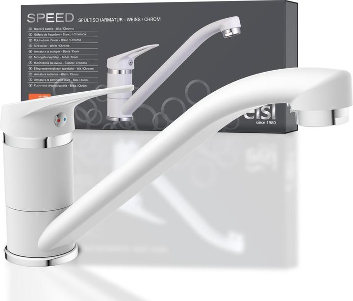 Produktbild Eisl Wasserhahn Küche SPEED Spültischarmatur Weiss Chrom Schwenkbar NI182SCR-W