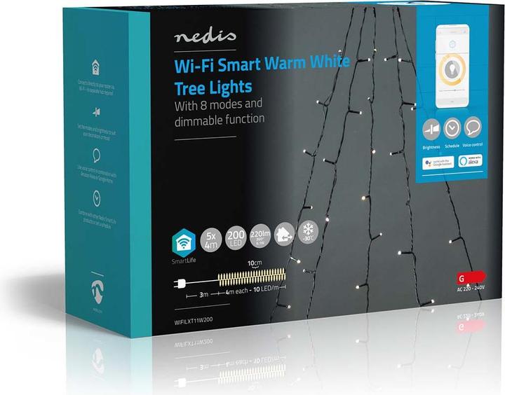 Image du produit Nedis SmartLife LED décoratives | Wi-Fi | Blanc chaud | 200 LED | 5 x 4 m | Android™ / IOS (Blanc chaud, Extérieur, Intérieur)