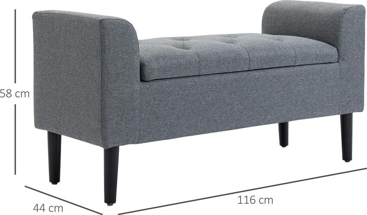 Actual product image Homcom Sitzbank Polyester, Gummiholz Hellgrau+Schwarz (44 cm)