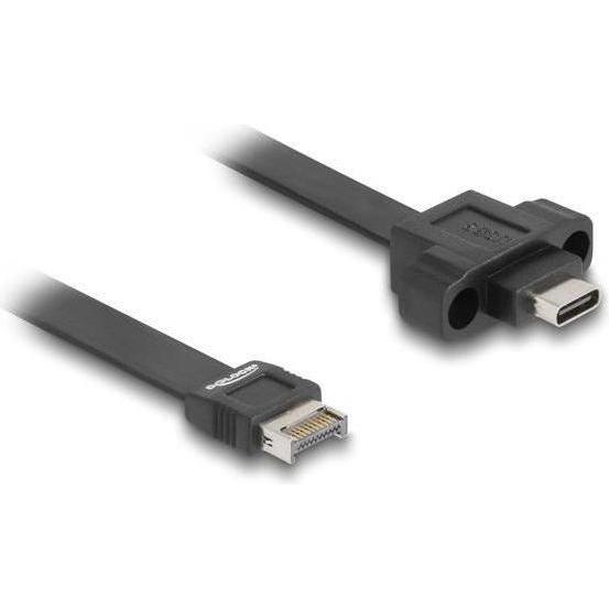 Delock USB 10Gbps Flachbandkabel Typ-E Key A 20 Pin ST > USB-C BU Einbau 0,75m (0.75 m, USB 3.2 Gen 2), USB Kabel