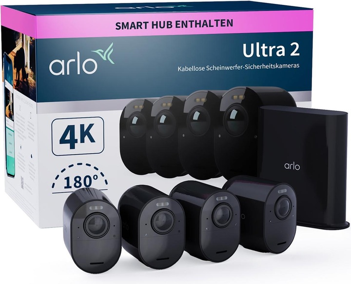 Produktbild Arlo Ultra 2 Spotlight Kamera, 4er Set (3840 x 2160 Pixels)