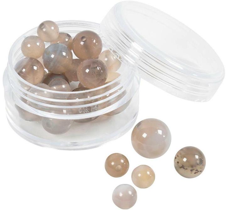 Image du produit Creativ Company Perlen-Set Achatstein Transparent Grau, 6-10 mm