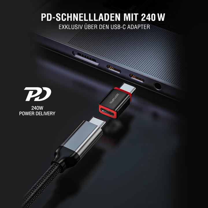 Produktbild 4smarts USB-C auf USB-A / USB-C Datenblocker Adapter, 2er Set, schwarz (USB 3.2 Gen 2, 240 W)