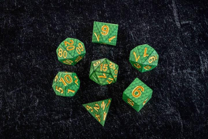 Actual product image FanRoll Dragon Storm Sharp Edge Silicone Würfel Set Green Dragon Scales (7)