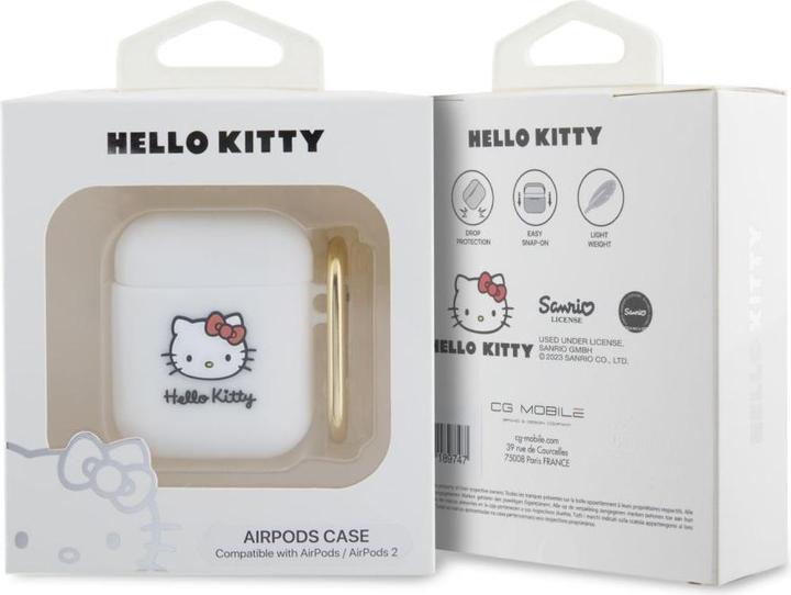 Produktbild Hello Kitty HKA23DKHSH Airpods 1/2 cover biały/white Silicone 3D Kitty Head (Kopfhörer Hülle)