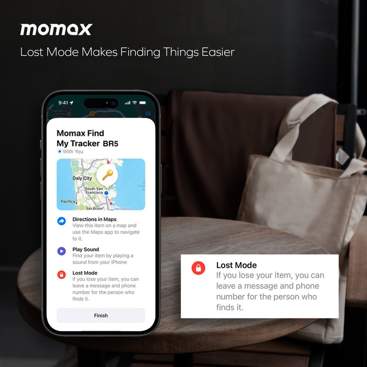 Actual product image Momax PinTag Find My Tracker