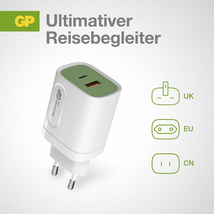 Produktbild GP Batteries Ladestecker inkl. Adapter für EU,CN und UK (20 W, 2 Ports)