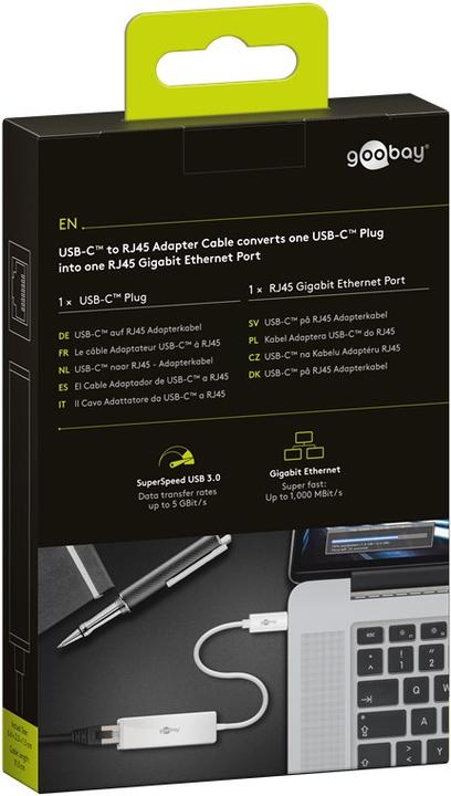 Actual product image Goobay USB-C to RJ45 network adapter (USB-C 3.1 Gen 1, RJ45 (1x))
