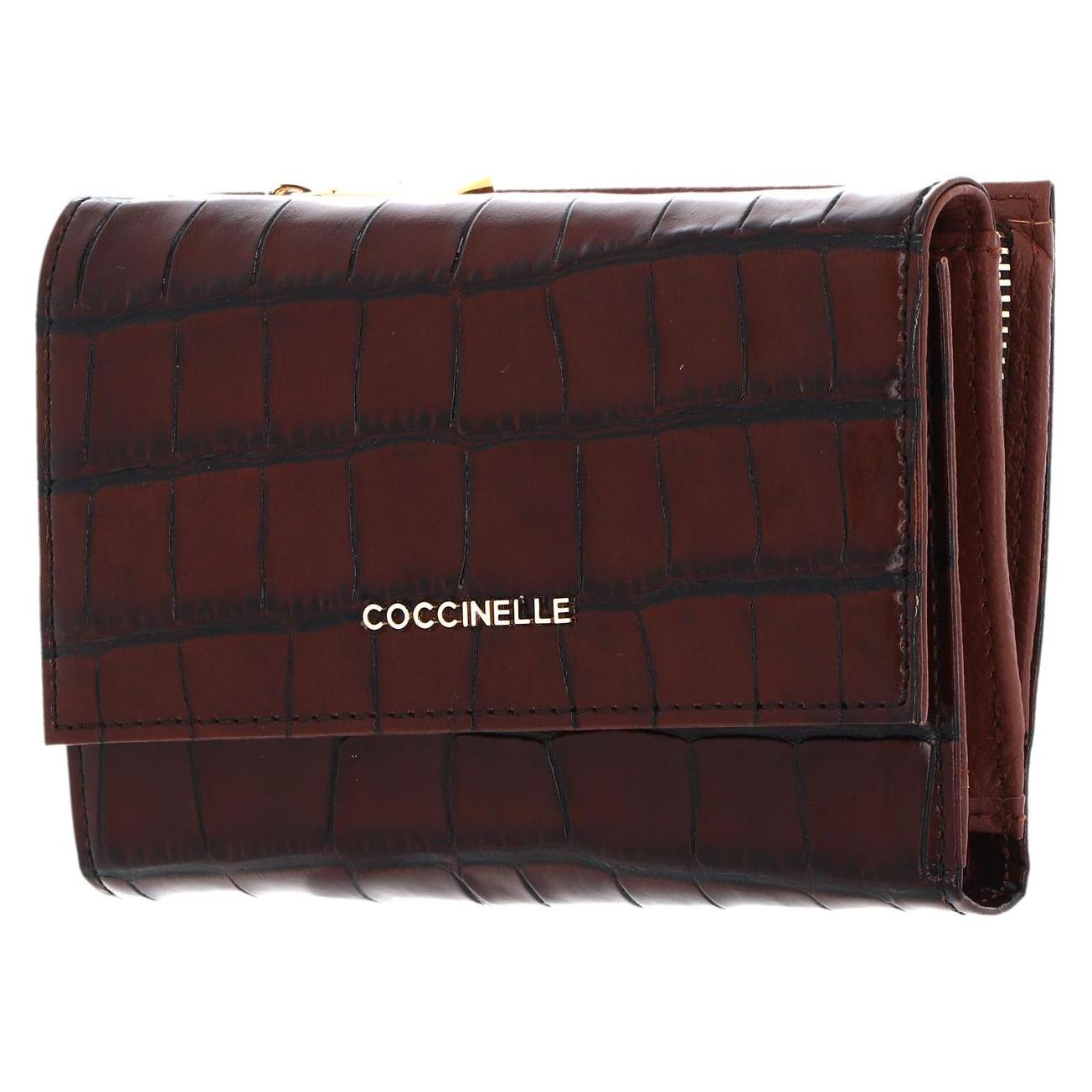 Coccinelle, Damen, Portemonnaie, Metallic Croco Shiny Soft Wallet, Braun