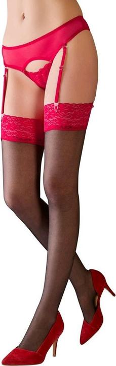 Produktbild Cottelli Collection Strapsstrümpfe mit roter Spitze (M)