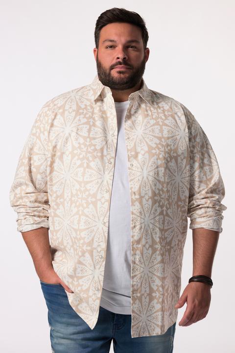 Immagine prodotto Men+ Leinenoptik-Hemd, Langarm, Kentkragen, Comfort Fit, Alloverdruck (5XL)