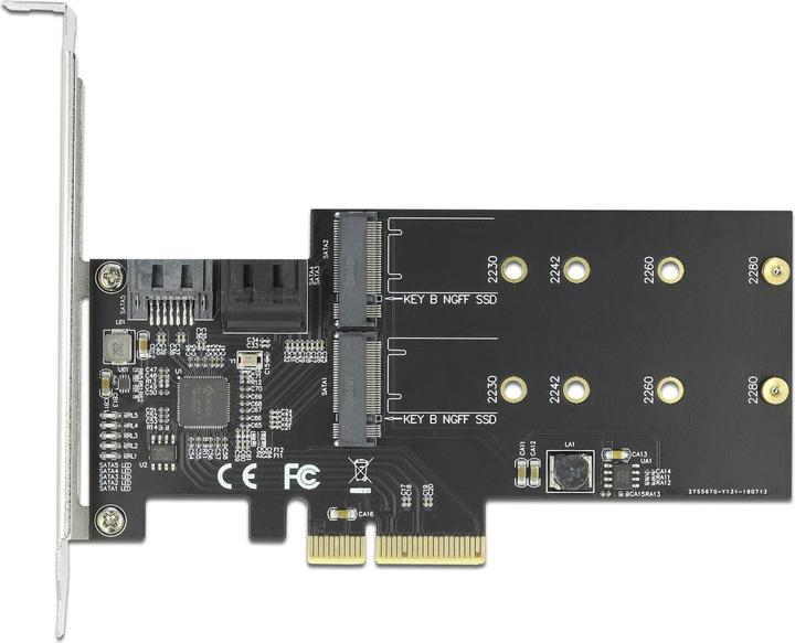 Actual product image Delock SATA controller PCI-Ex4 - 3xSATA3, 2xM.2 Key-B