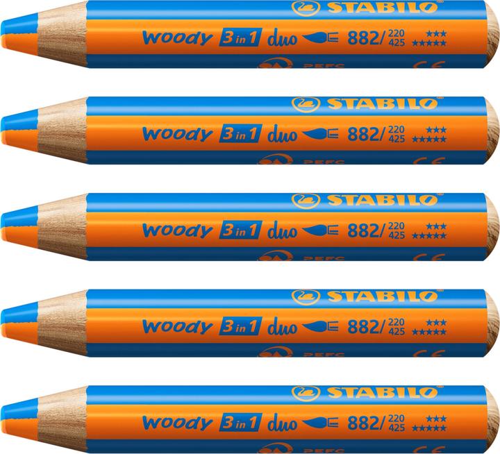 Actual product image STABILO woody 3 in 1 duo (Blue, Orange, 5 x)