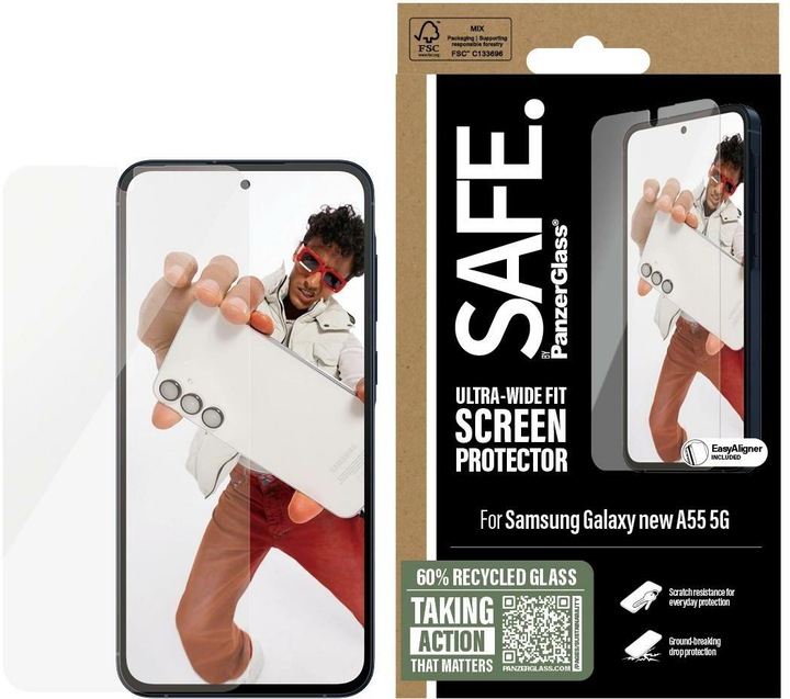 PanzerGlass Safe By Screen (1 Piece, Samsung Galaxy A55, Samsung Galaxy A56)