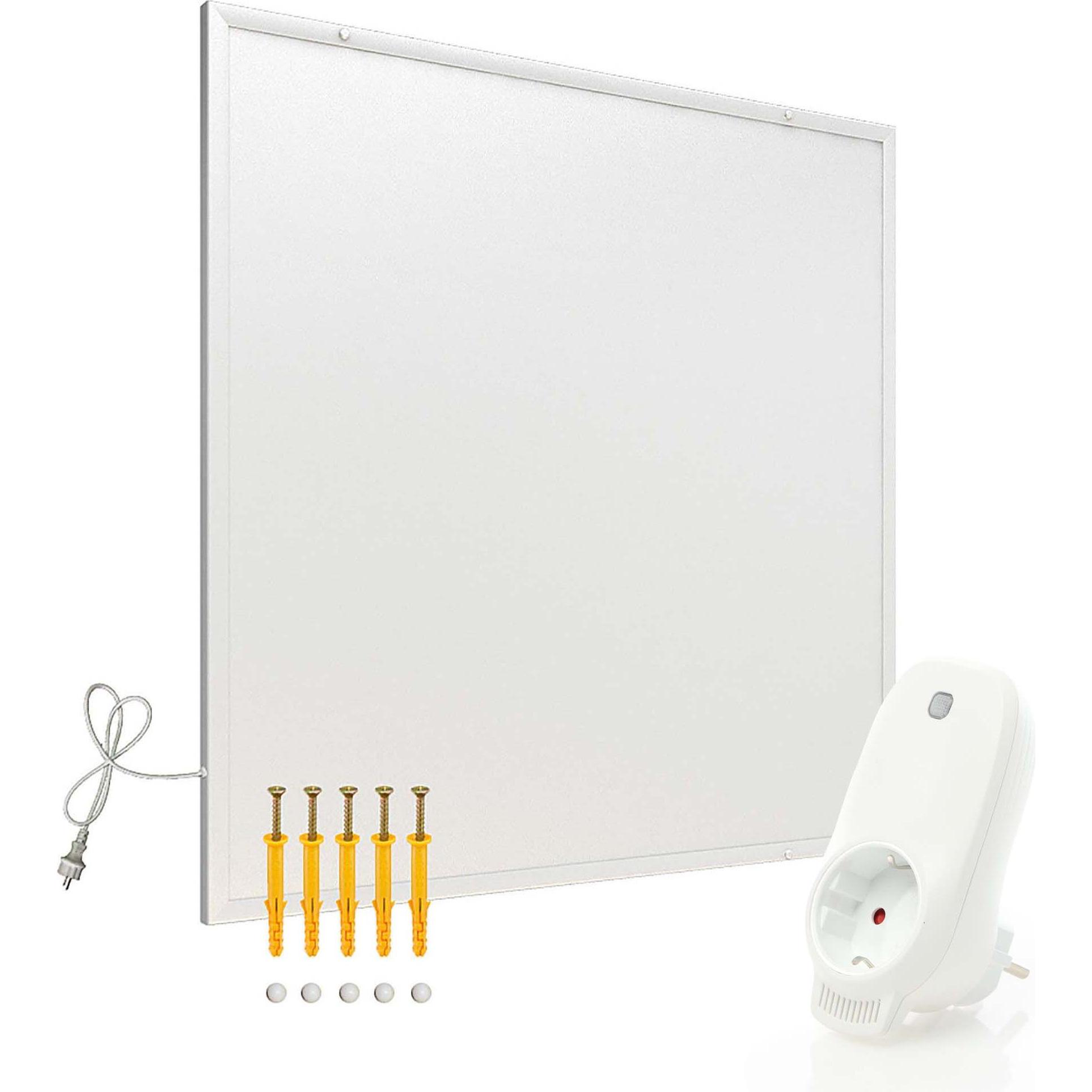 Wiltec Set Infrarotheizung 350W Heizpaneel IR Elektroheizung und WLAN Thermostat, Heizkörper, Weiss