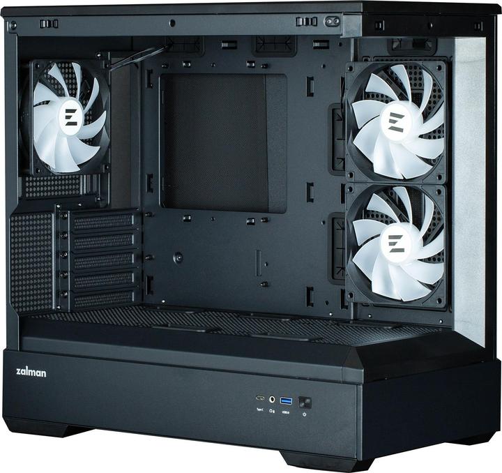 Actual product image Zalman GHE P30 micro-ATX case Tempered Glass Panoramic View - Black/White (mATX, Mini-ITX)