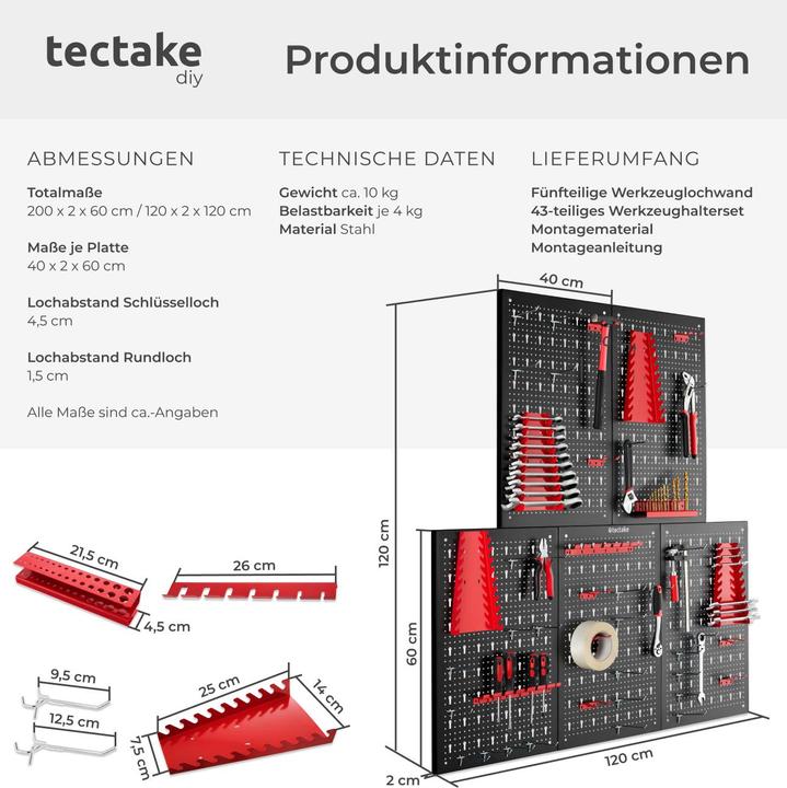 Image du produit tectake Werkzeuglochwand