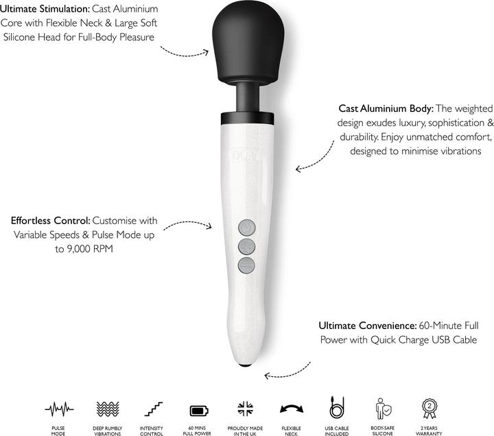 Produktbild Doxy Die Cast R Wiederaufladbarer Wandmassager Stardust Weiss