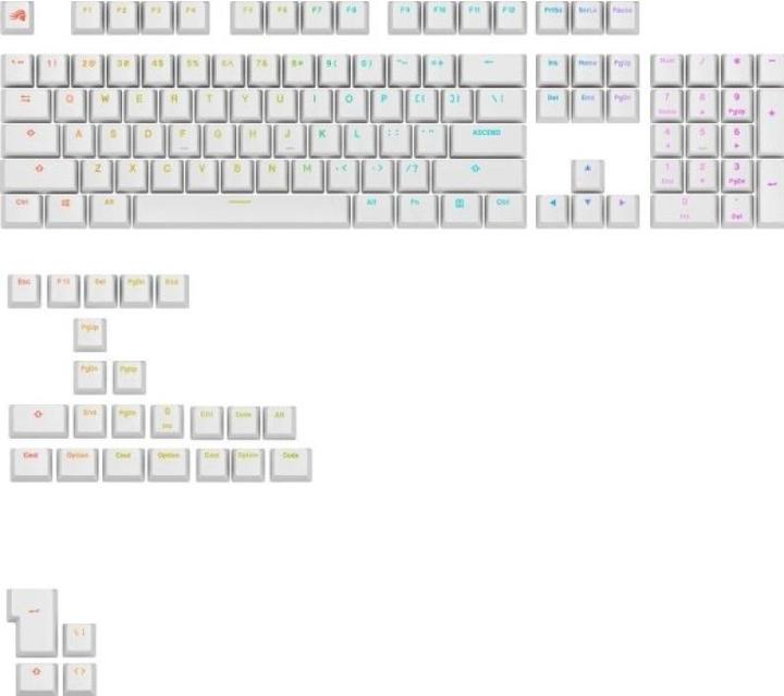 Image du produit Glorious GPBT Backlit Keycaps, ANSI Layout (US), PBT, Dye-Sub - Blanc