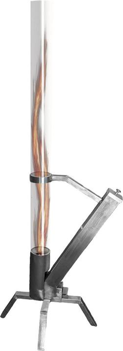 Eden Outdoor Glas-Feuerrohr mit Edelstahlgestell, H 132 cm