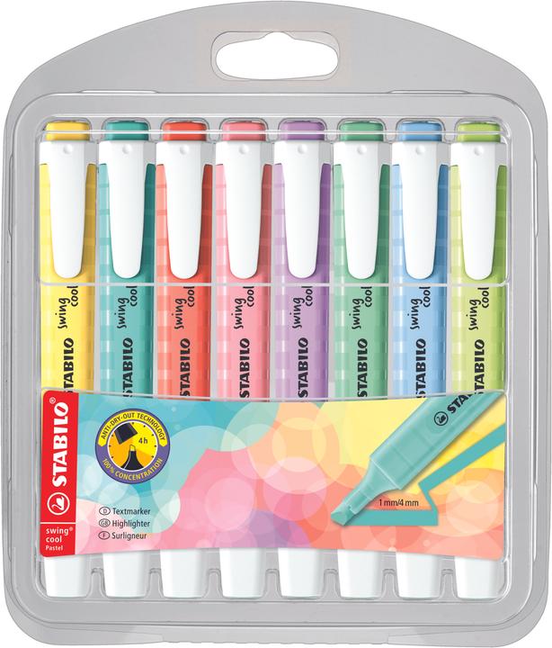 STABILO Surligneur swing cool Pastel (Tons pastel, 4 mm, 8 x)