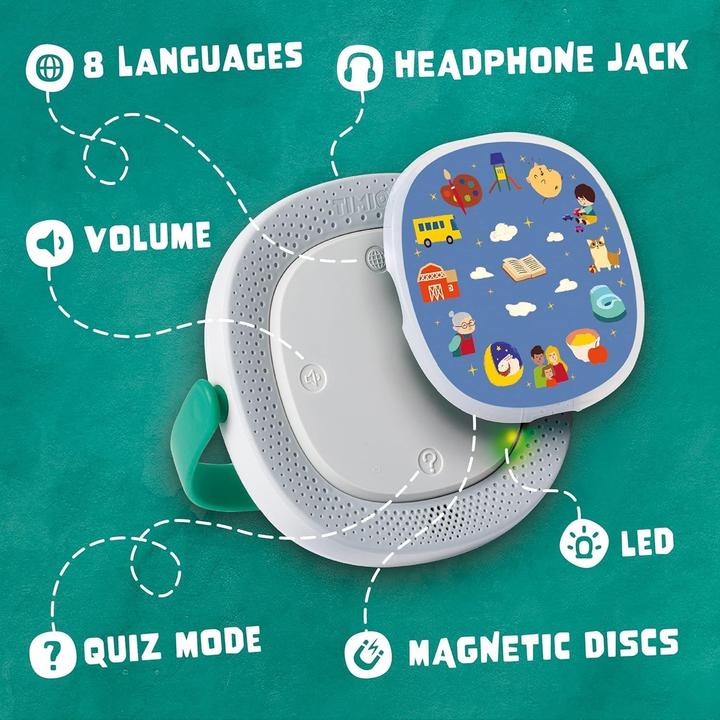 Immagine prodotto Timio Lettore audio con 5 dischi audio in 8 lingue (Cinese, Francese, Inglese, Italiano, Olandese, Portoghese, Spagnolo, Tedesco)