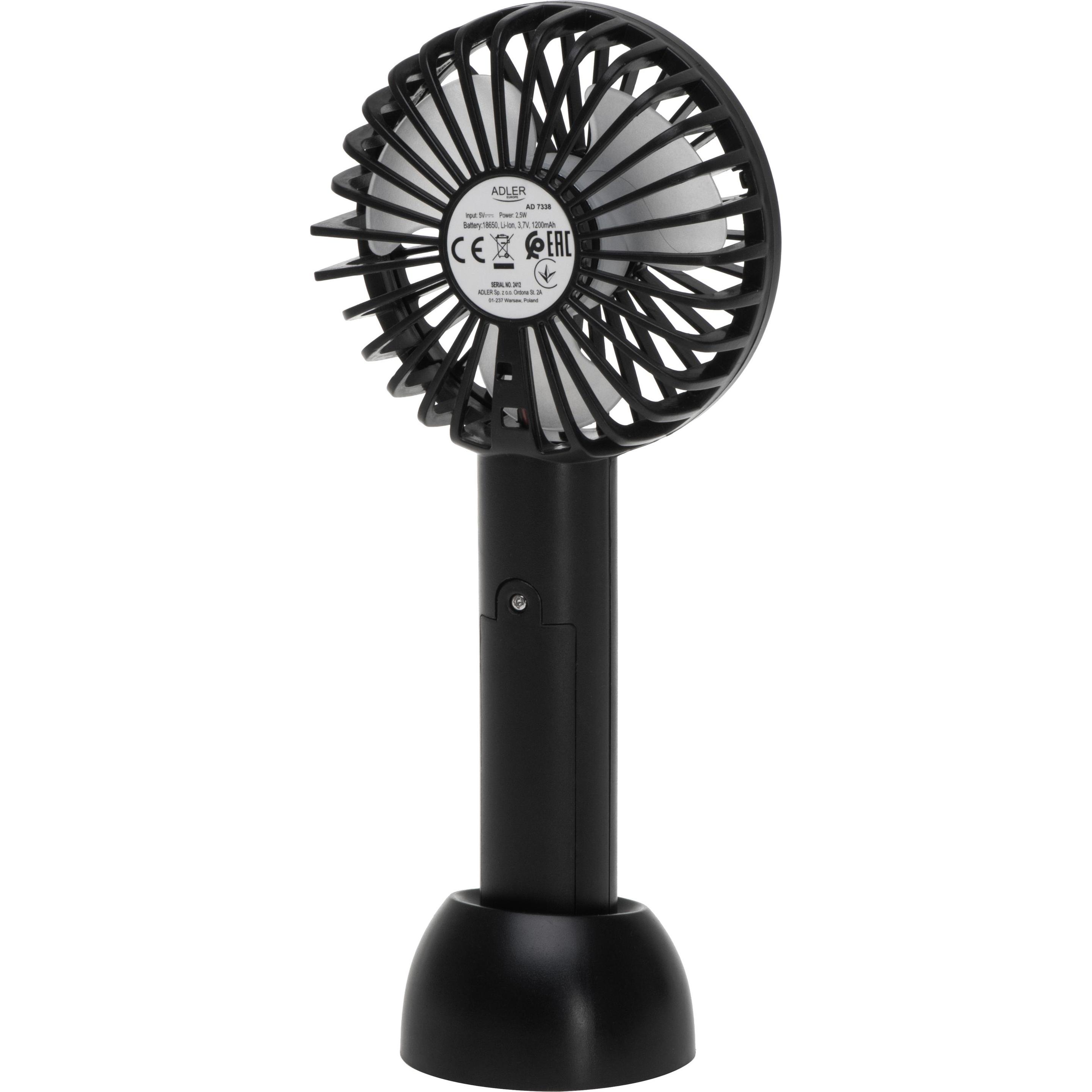 Adler Fan Mini USB Fan AD 7338 Desk fan Black Diameter 7 cm Number of speeds 3, Ventilatore, Nero