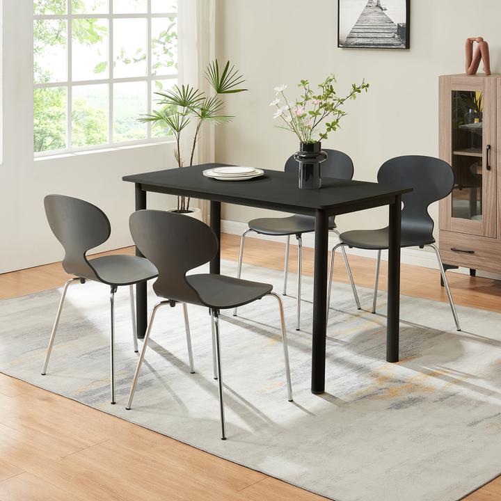 Actual product image En.Casa Esszimmerstuhl Kil 4er Set Schwarz/Chromfarben