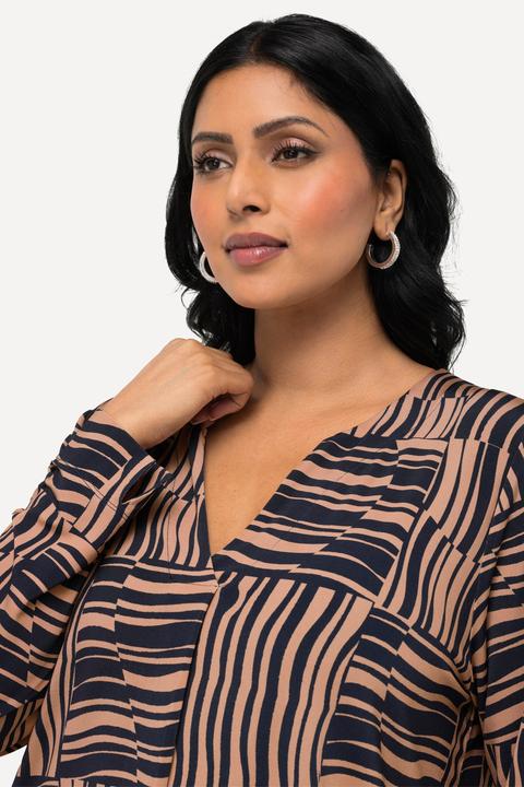 Produktbild Ulla Popken Long-Slinkyshirt, A-Linie, Tunika-Ausschnitt, Langarm (50, 52)