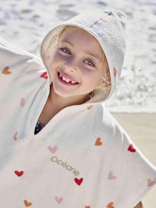 Produktbild Vertbaudet Kinder Badeponcho HERZEN mit Recycling-Baumwolle, personalisierbar (86, 98)