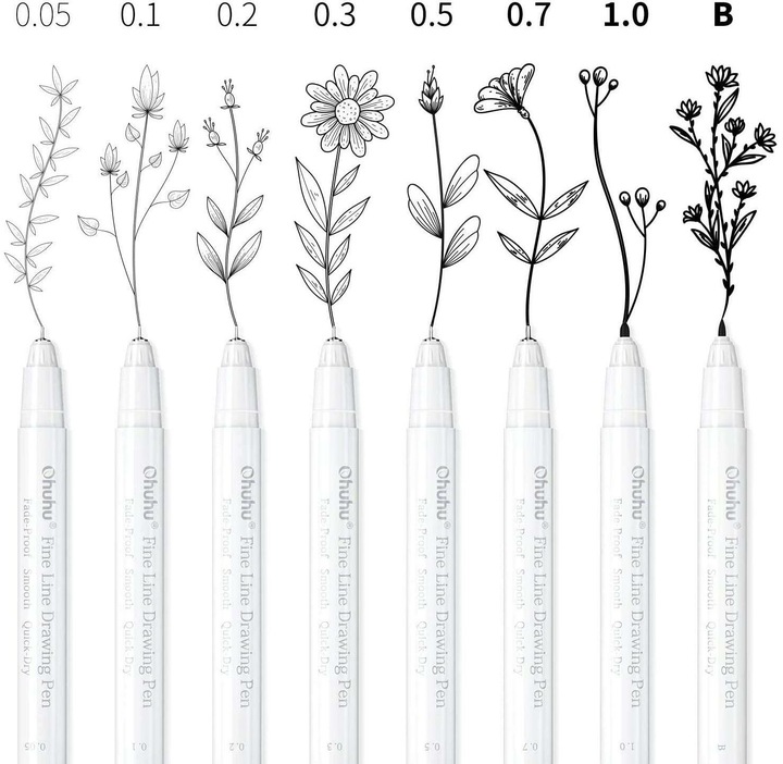 Produktbild Ohuhu Fineliner-Zeichenstifte (Schwarz, Weiss, 8 x)