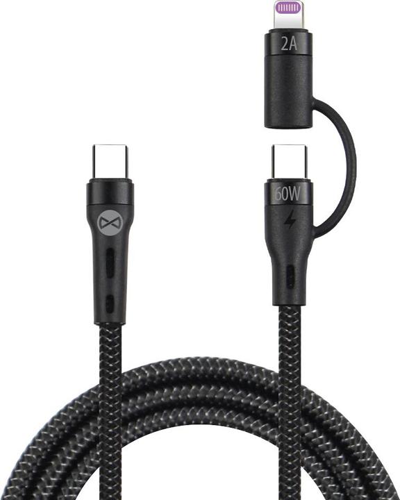 Immagine prodotto Forever Cavo 2in1 USB-C - Lightning + USB-C 1,0 m 60W nero (1 m, USB 3.2 Gen 1, 60 W)