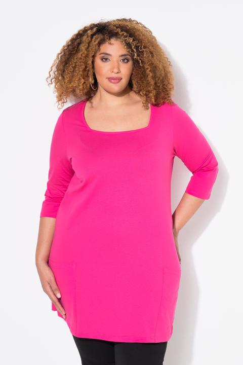 Produktbild Ulla Popken Longshirt, Taschen, A-Linie, Carree-Ausschnitt, 3/4-Arm (50, 52)