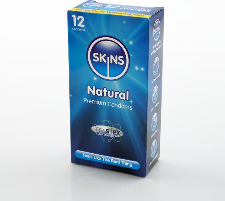 Actual product image Skins Natural" 12 natural condoms made of crystal clear latex - without latex odour (12 pcs.)