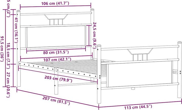 Image du produit vidaXL Bettgestell (107 x 203 cm)