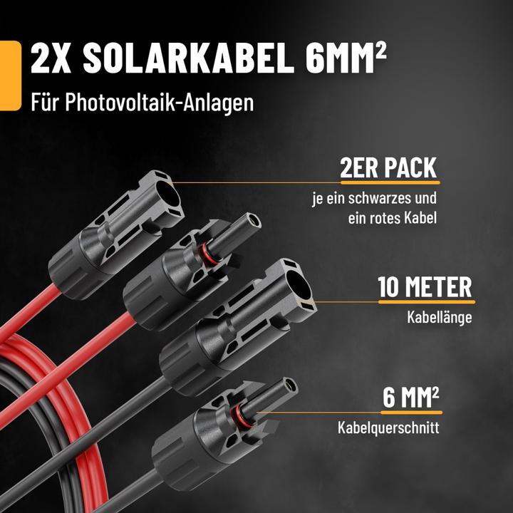 Immagine prodotto Absina Solarkabel Set 2 x 10 m, 6mm2 (Cavo solare, Spina solare)