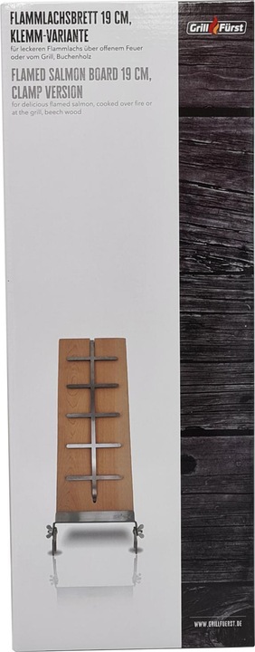 Actual product image Grillfürst Flame salmon board beech 190mm clamp variant IDD