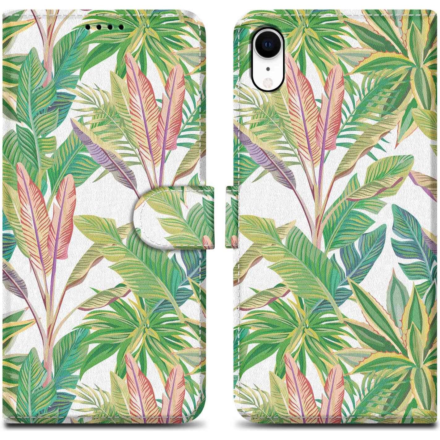 Cadorabo Book Hülle mit Print (Apple iPhone XR), Smartphone Hülle, Grün