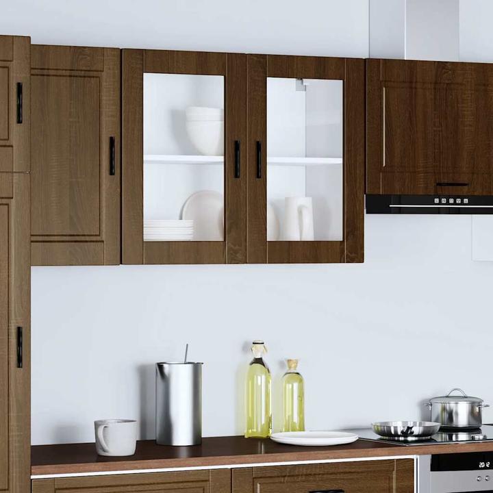 Actual product image VidaXL Kitchen wall unit with glass door Porto brown oak-look (80 x 31 x 60 cm)