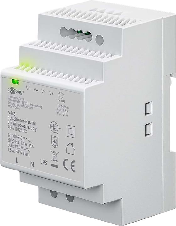 Productafbeelding Goobay Hutschienen-Netzteil DIN-Rail 12 V DC, 4,5 A, 54 W