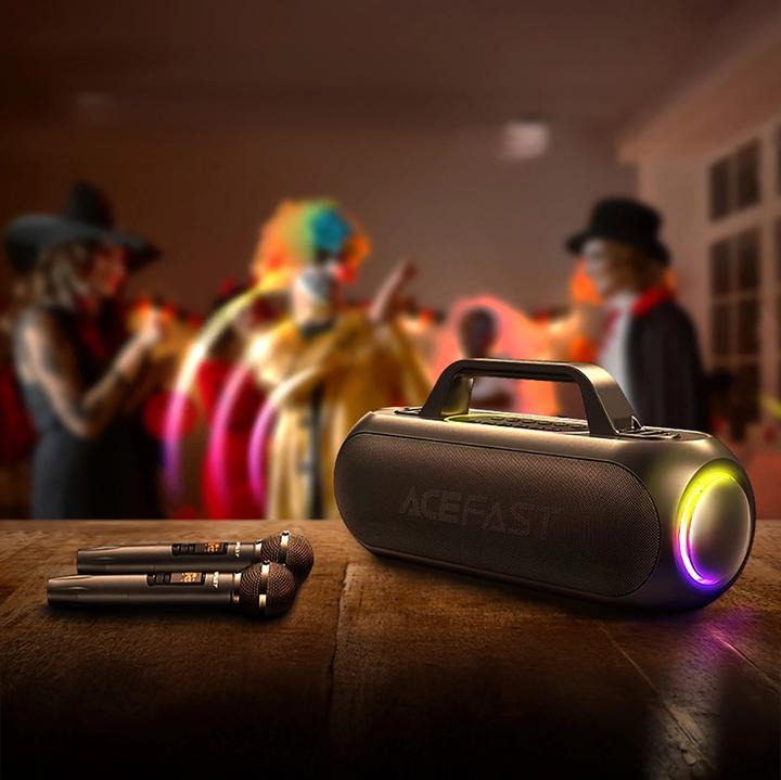 Actual product image Acefast K1 wireless karaoke speaker with 2 microphones - black