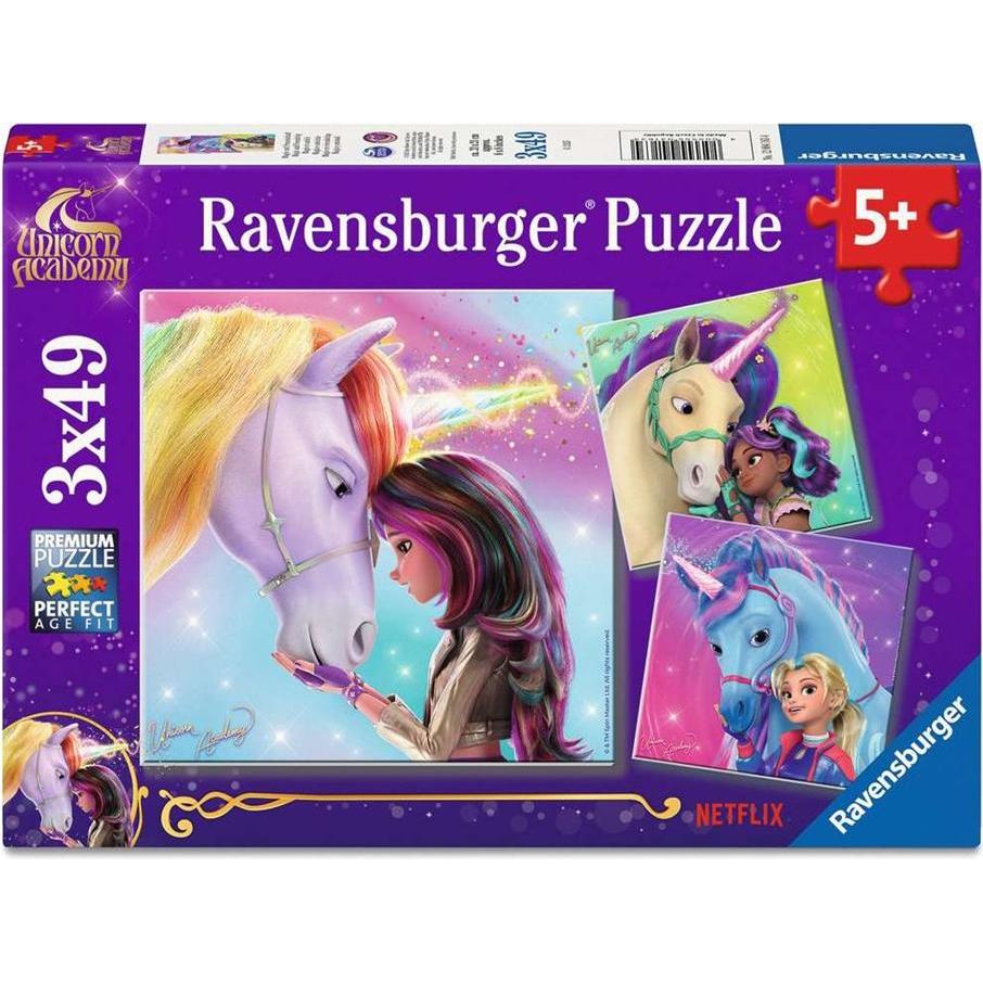 Unicorn Academy Kinderpuzzle - 12004163 - Puzzle für Kinder ab 5 Jahren, mit 3x49 (147 Teile)
