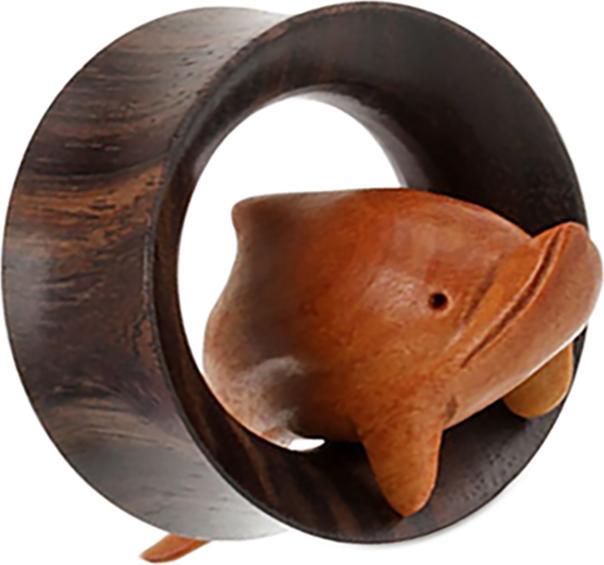 Image du produit Star Piercing Flared Tunnel Sonoholz avec dauphin en bois de sciage (sans laiton, Organique)