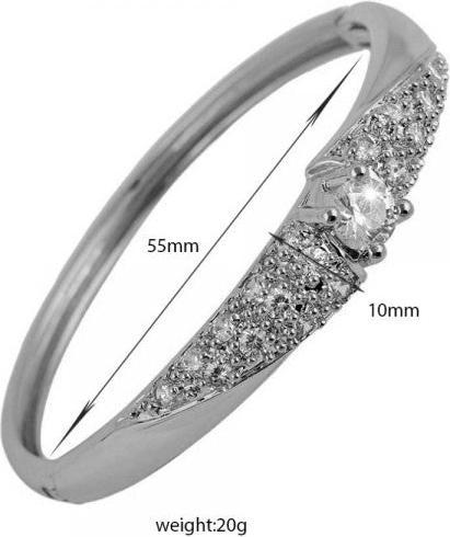 Immagine prodotto Hermex LUSSO Bracciale Bangle Placcato Platino Charms Zirconia - Platino Argentato (5.50 cm, Lega di rame-nichel)