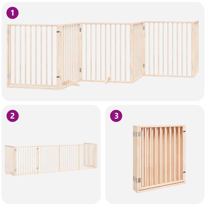 Image du produit vidaXL Porte pour chien Barrière de sécurité pour chiens Grille de protection pliable 6 pcs. en bois (6 cm)