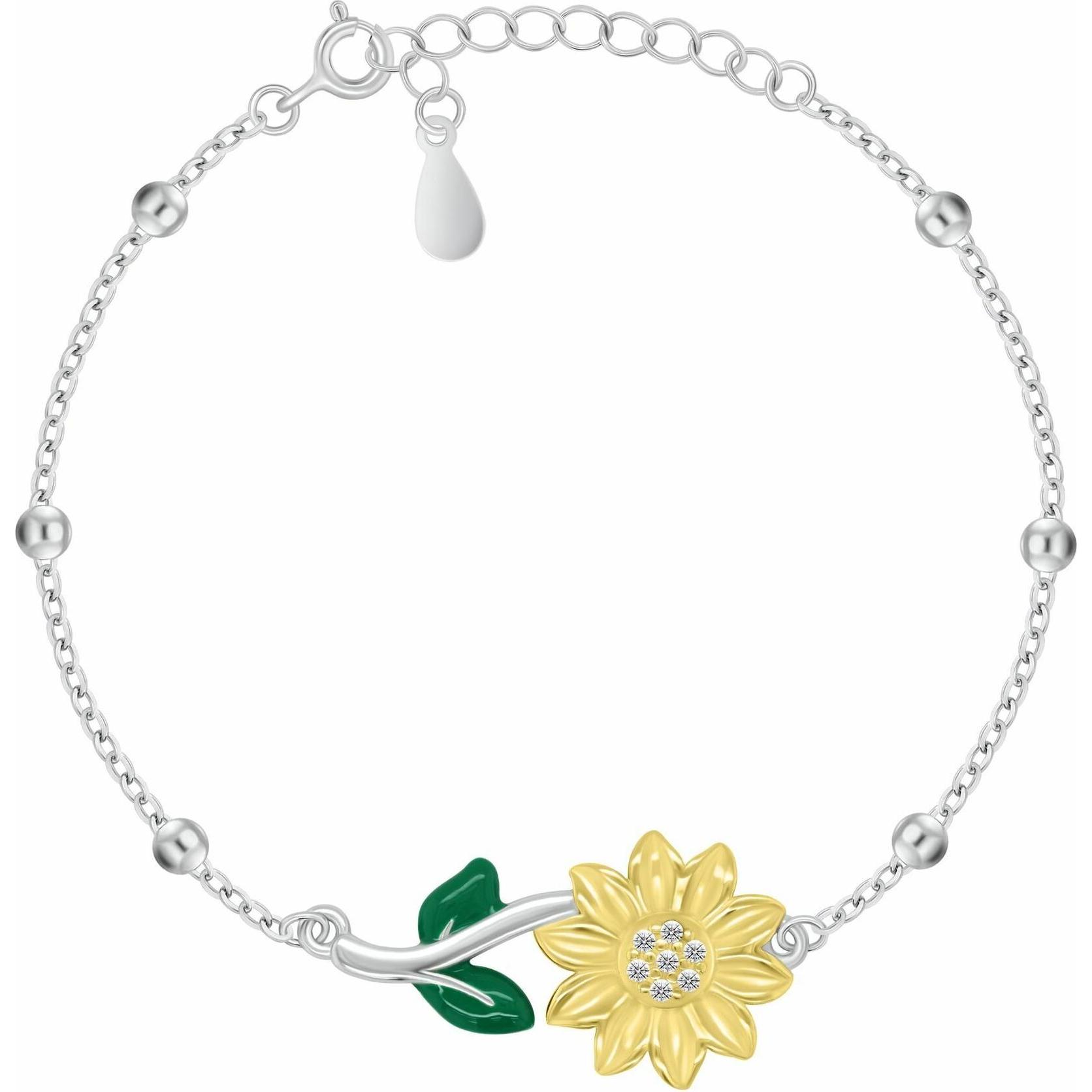 Brilio, Bracciale, Silver - Playful silver bracelet with sunflower BRC224W