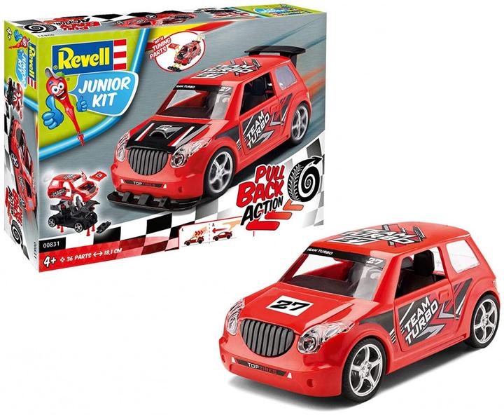 Actual product image Revell 00831 Pull Back Rally Car, red car model kit